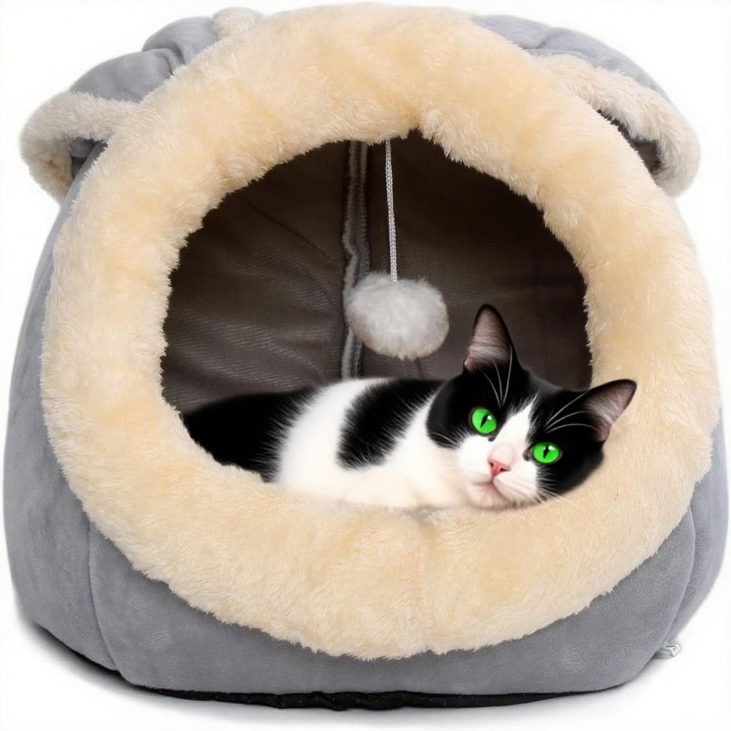 Gemütlicher Plüsch Katzenversteck Hundebett