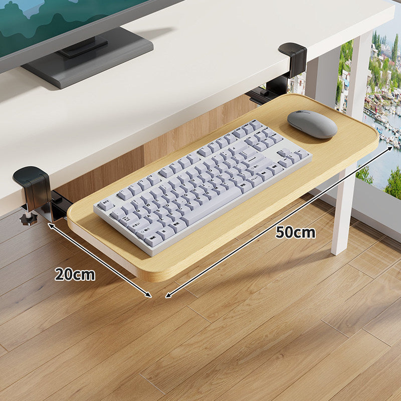 Unter-Desk Herausziehbare Tastaturablage mit Klemmbefestigung und ergonomischer Holzplatte