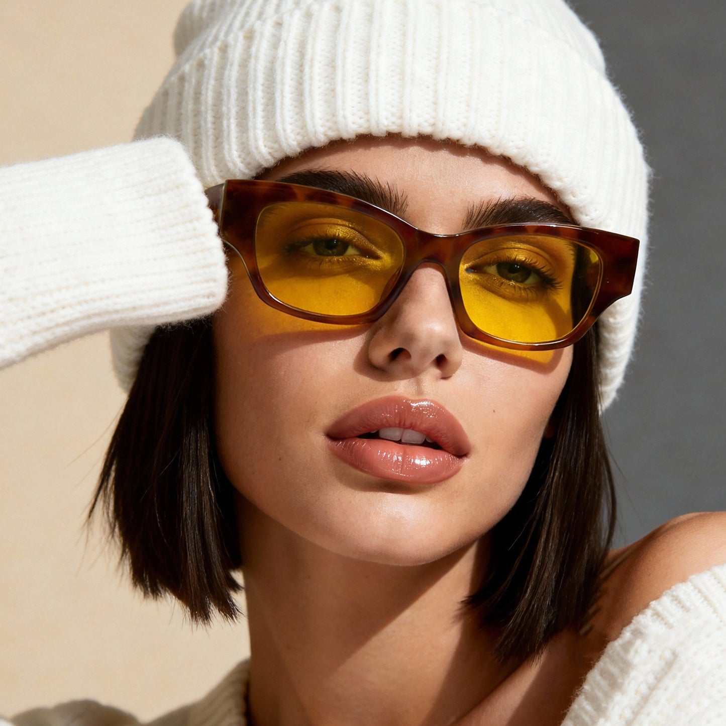 Damen stilvolle quadratische Sonnenbrille mit UV-Schutz und modernem Design Brehn