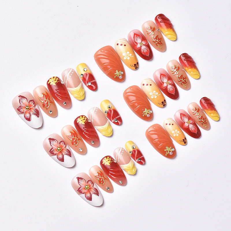 Künstlerisches Floral Press-On Nail Set Brehn 1790636735