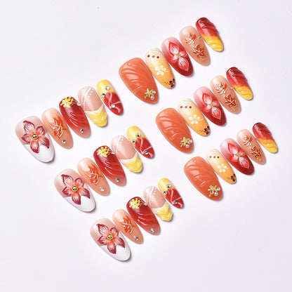Künstlerisches Floral Press-On Nail Set Brehn 1790636735