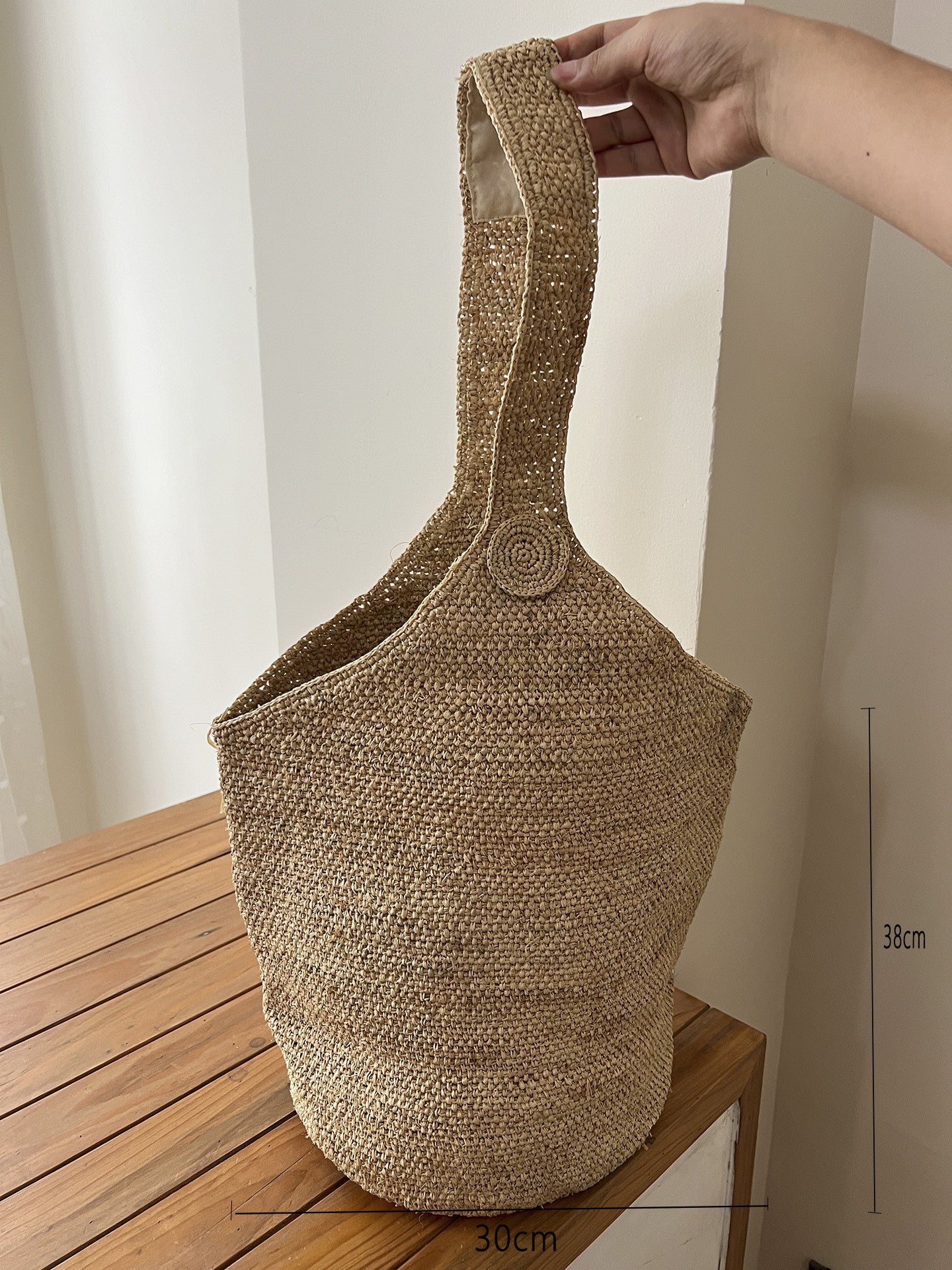 Handgefertigte Strohtasche mit Weichem Innenfutter Brehn