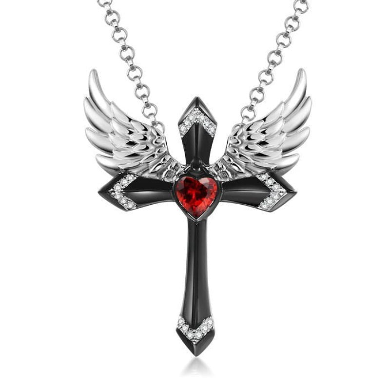 Gothic Engel Flügel Kreuz Anhänger Halskette Brehn