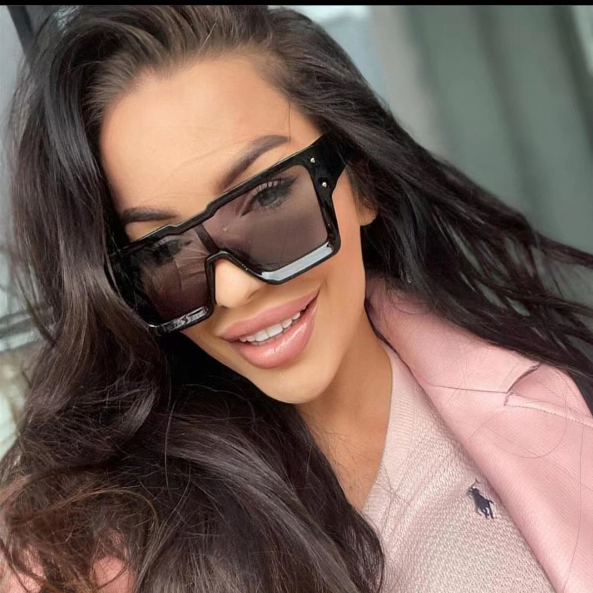 Damen statement Sonnenbrille mit breitem Rahmen und UV-Schutz Brehn