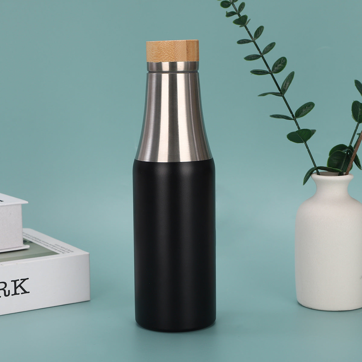 Damen edelstahl isolierte Trinkflasche mit Bambusdeckel Brehn