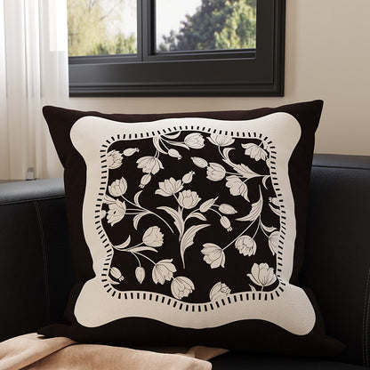 Velvet Bamboo Leaf Square Throw Pillow Cover with Hidden Zipper