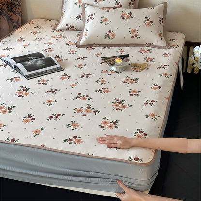 Bettlaken-Set mit floraler Allover-Print und dekorativer Saumblende