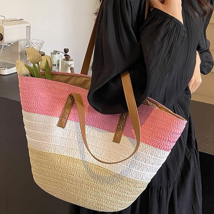 Stilvolle Strandtasche mit Ledergriffen Brehn