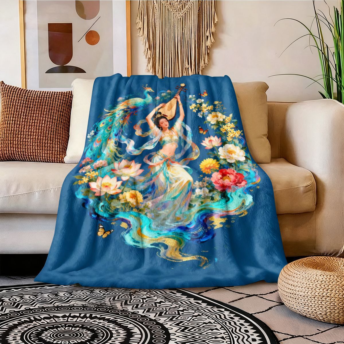 Künstlerisches kulturelles Print-Fleece-Wurfdecke