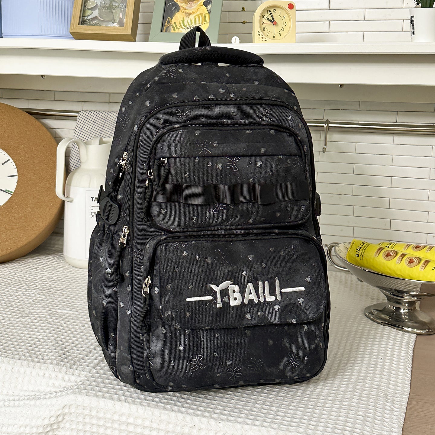 Multi-Fach Fach Texturierten Schul Rucksack