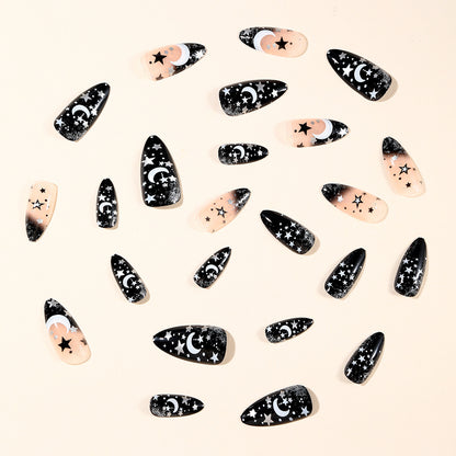 Stiletto Nagelkunstverlängerungen mit himmlischem Design Brehn