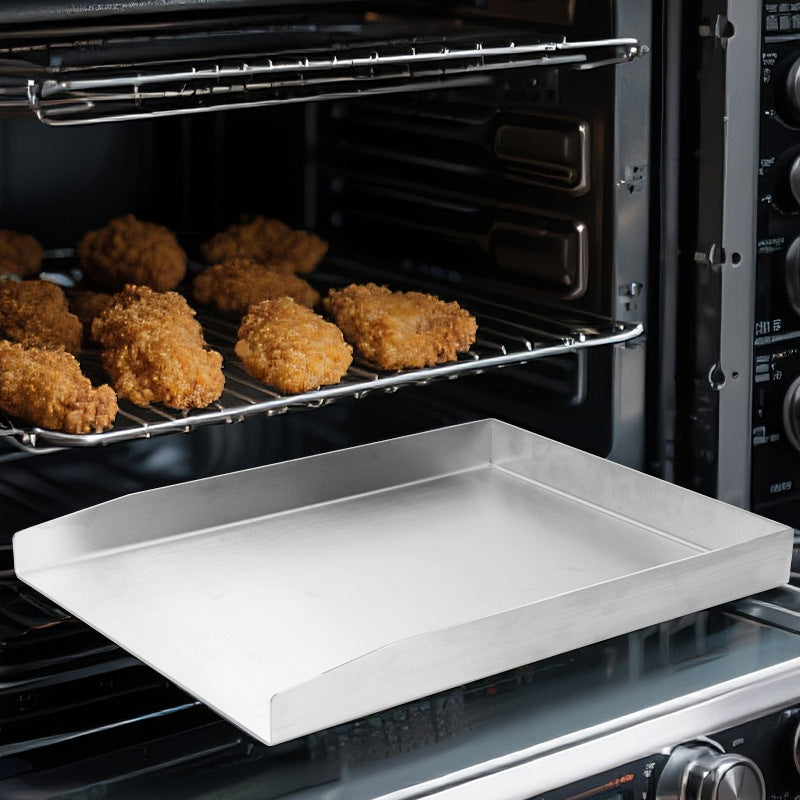Edelstahl-Grillplancha Set Dreiteilig mit Hohen Rändern und Profi-Spachteln Brehn