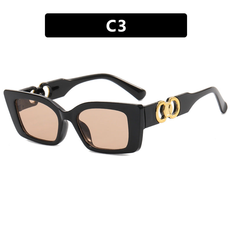 Damen modische quadratische Sonnenbrille mit goldenen Verzierungen Brehn