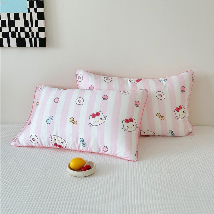Kinder-Kissenbezug-Set aus Baumwollsatin mit Panda-Print und kariertem Design Brehn