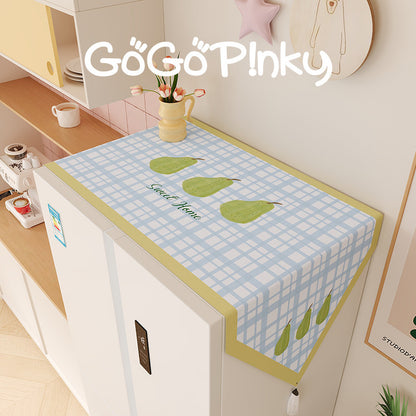 Refrigerator Top Protective Runner Dust Cover with Fruit Motif and Tassel Corners