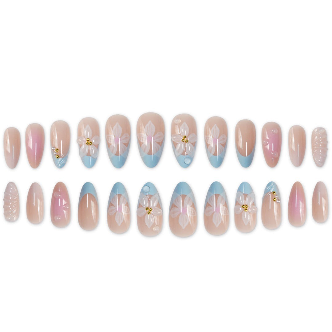 Künstlerisches florales Design Press-On Nagelset Brehn