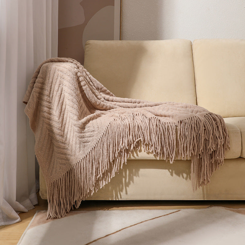 Gemütliche Strickfransen-Decke Brehn