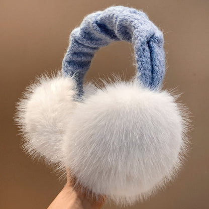 Plüsch-Faux-Fur-Rund-Ohrmuffen mit gestepptem Kabelstrick-Stirnband Brehn