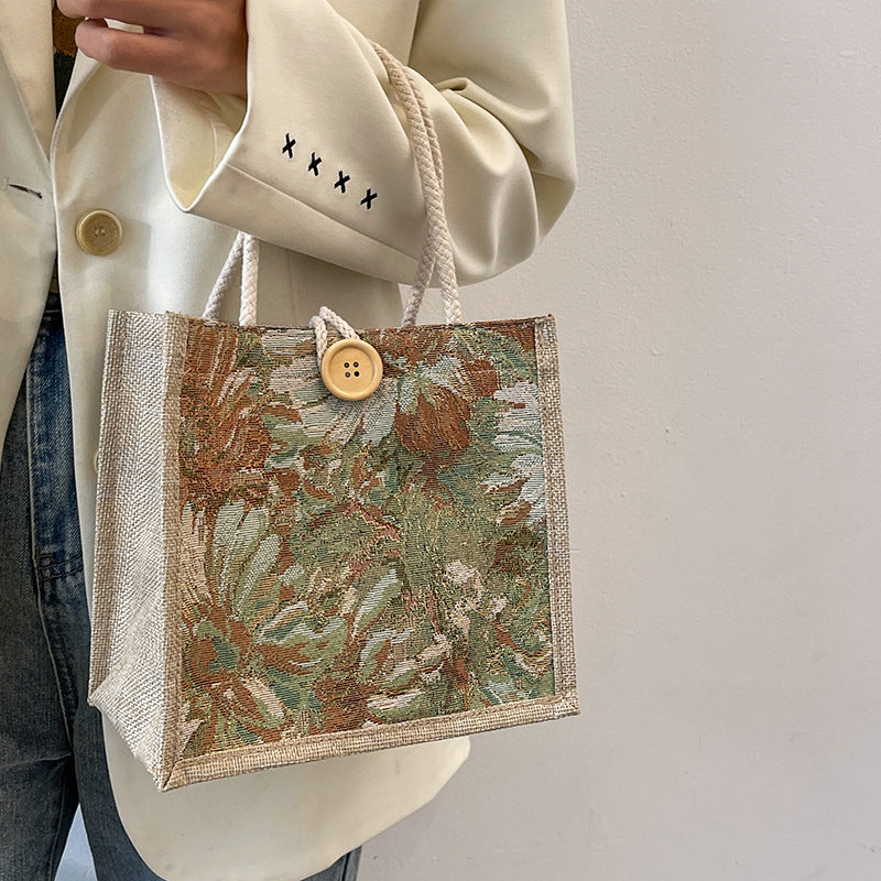 Floral bestickte Artisan Tragetasche