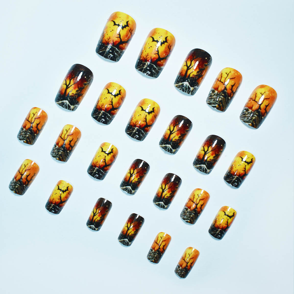 Künstlerisches Halloween-Themen Press-On Nagelset Brehn