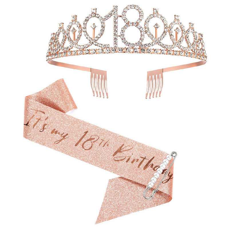 Damen Glitzernde Tiara mit personalisiertem 80. Geburtstagsschriftzug Brehn