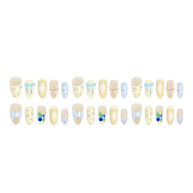 Kunstnagelset mit buntem Blumendesign und luxuriösen 3D-Verzierungen Brehn