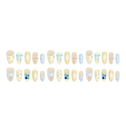 Kunstnagelset mit buntem Blumendesign und luxuriösen 3D-Verzierungen Brehn