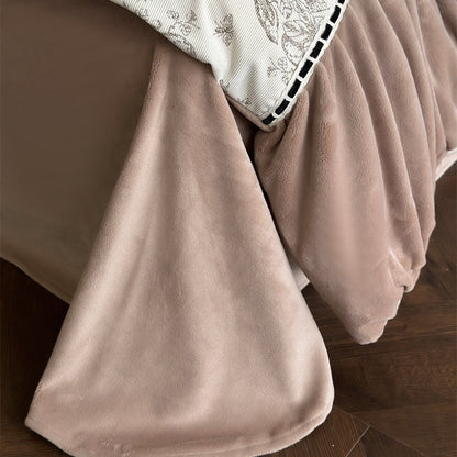 Rüsch Vintage Toile Baumwollsatin Bettbezug Ensemble mit dekorativem Bolster und paspelierten Kissenbezügen