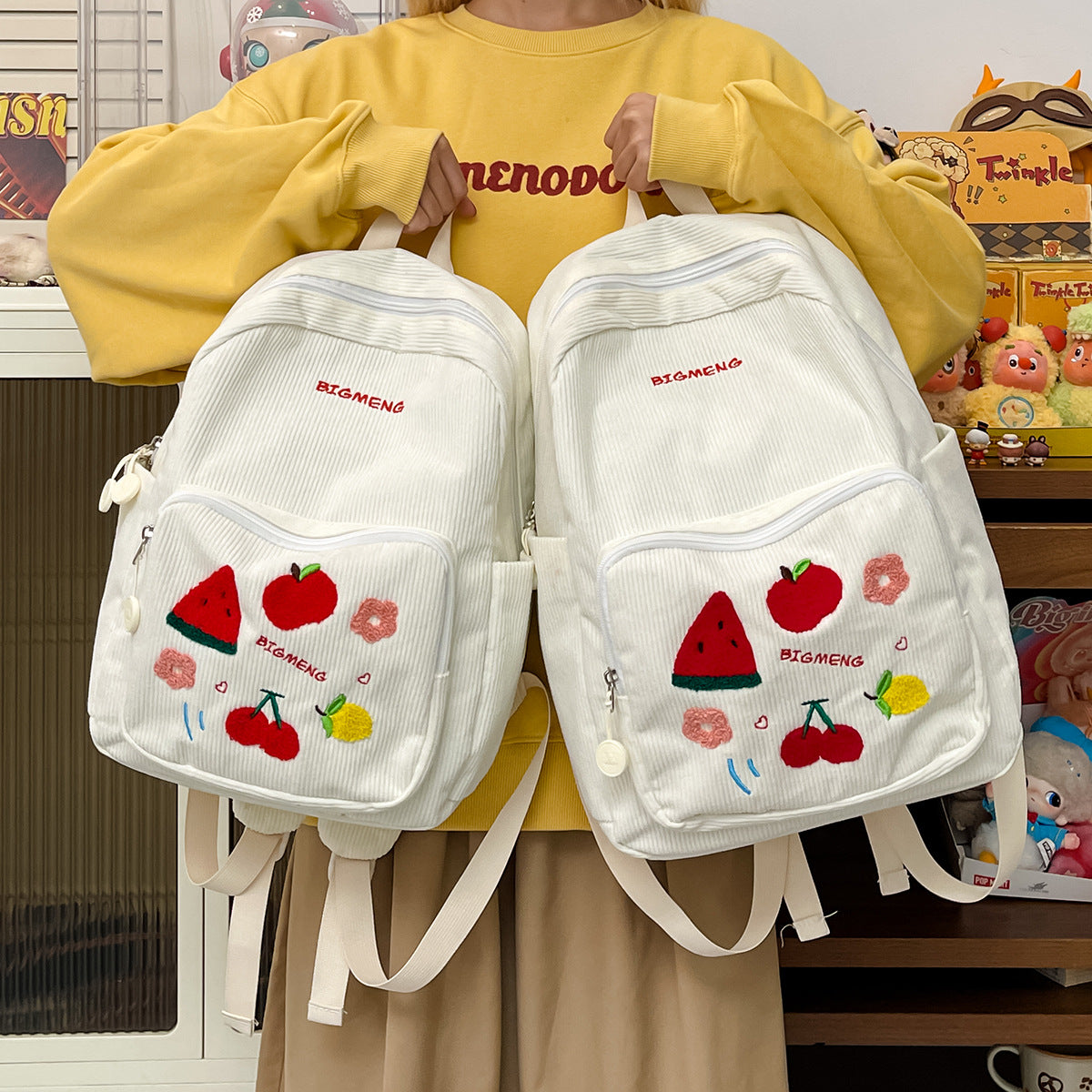 Stylische Bestickte Obstmuster Rucksack Brehn