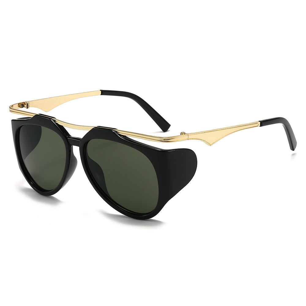 Damen Modische Sport-Sonnenbrille mit Oversized-Rahmen und goldenen Akzenten Brehn
