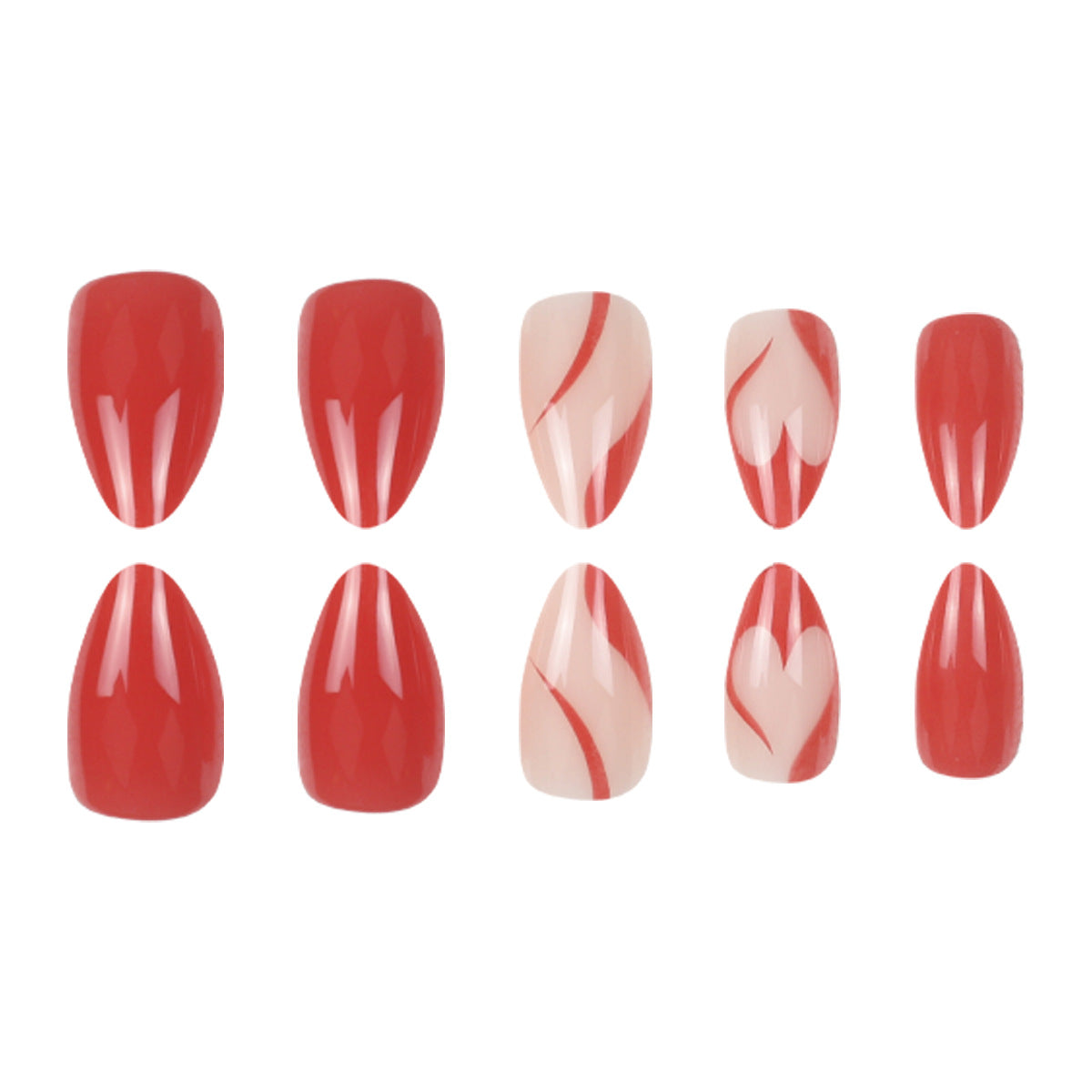 Elegante Stiletto Press-On Nägel mit künstlerischem Grafikdesign Brehn