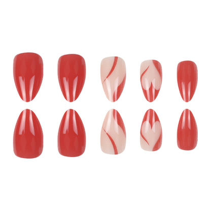 Elegante Stiletto Press-On Nägel mit künstlerischem Grafikdesign Brehn