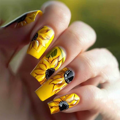 Künstlerisches Sonnenblumen Acryl Nagelkunst Set