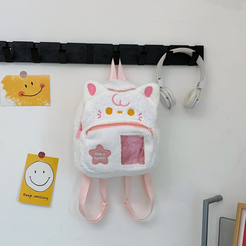 Plüsch Katzenohren Mini Rucksack