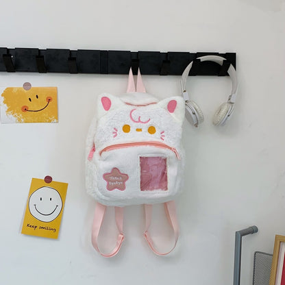 Plüsch Katzenohren Mini Rucksack