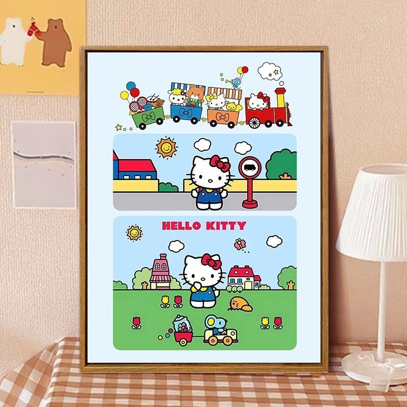 Hello Kitty-inspirierte Cartoon-Wandkunst Druck Brehn