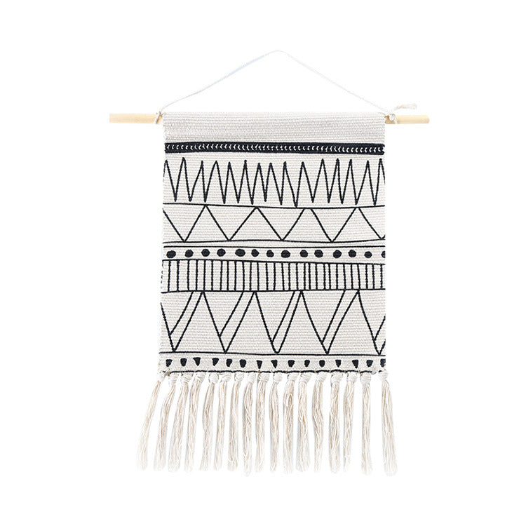 Gewebter Boho-Wandbehang mit Fransen und grafischem Ethno-Muster Brehn