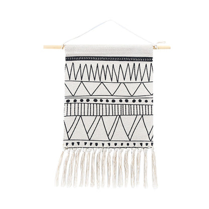 Gewebter Boho-Wandbehang mit Fransen und grafischem Ethno-Muster Brehn