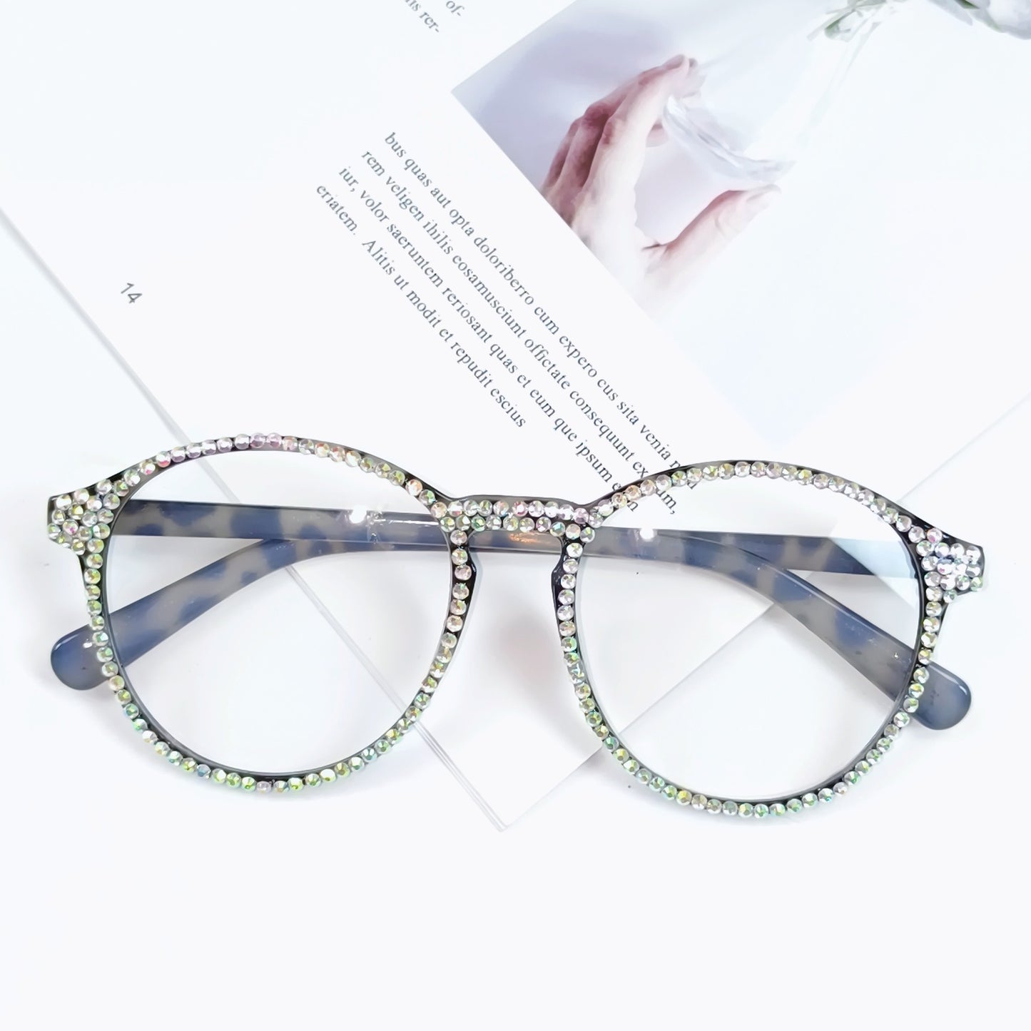 Damen Stylische Katzenaugen-Brille mit funkelndem Strassbesatz Brehn