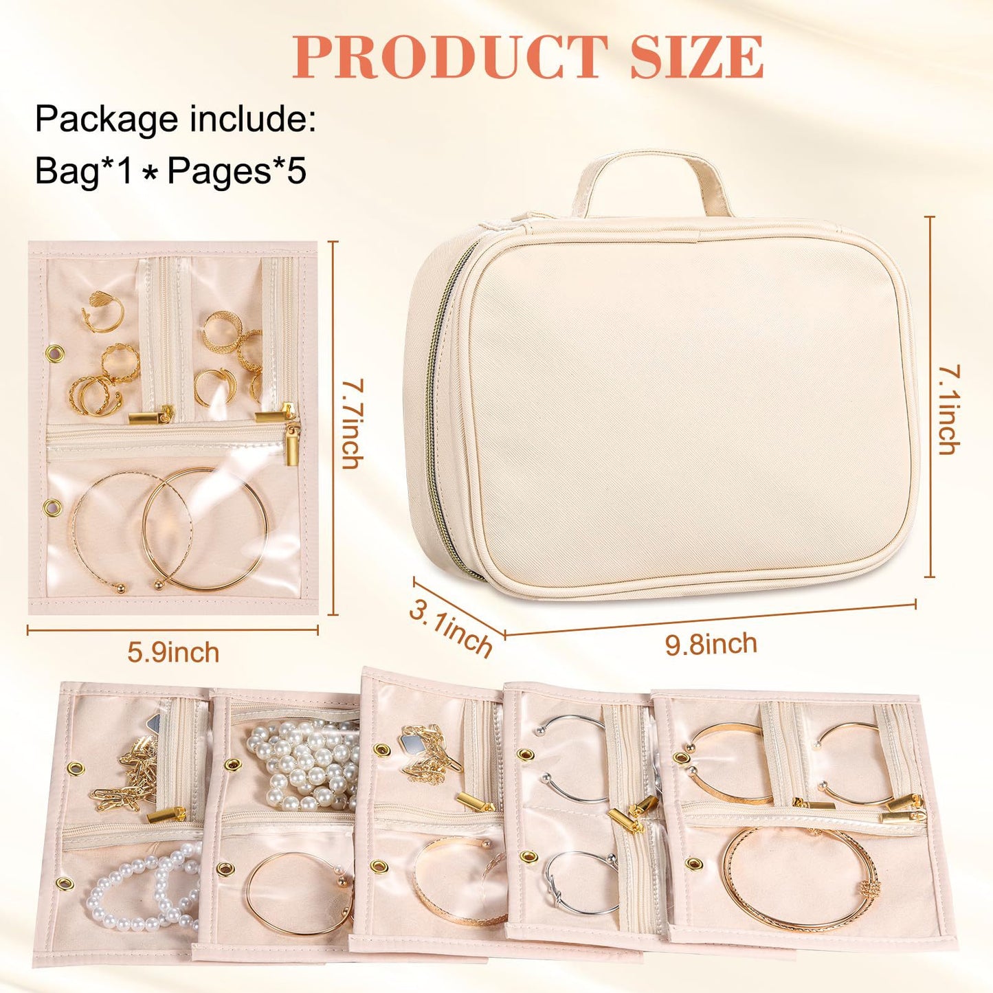 Damen eleganter Schmuck-Organizer mit durchsichtigen Fächern Brehn