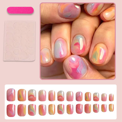 Kunstnagelset mit bunten Marmor-Designs Brehn