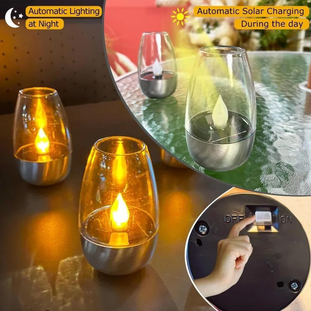 LED flameless Glas Votivlaterne Paar mit realistischem Flammeneffekt und Metallbasis Brehn