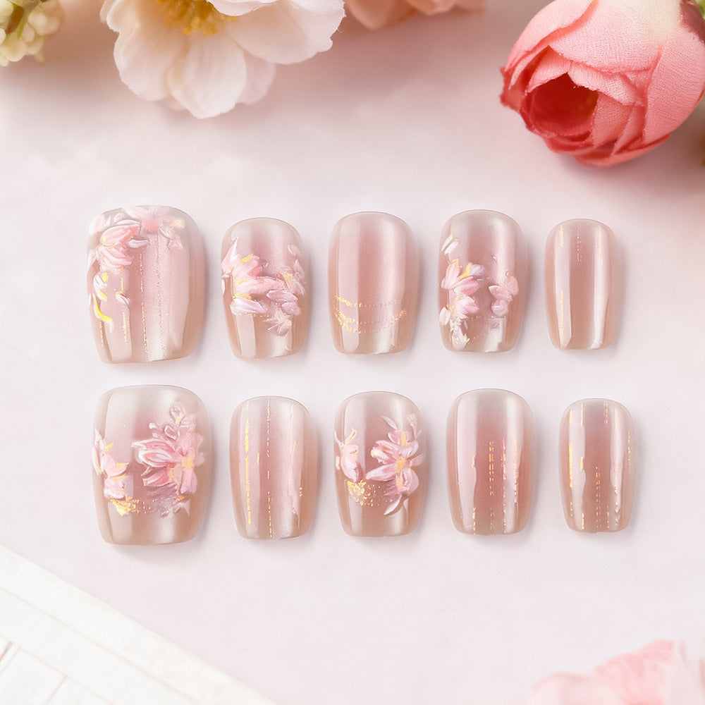 Floral Decorative Press-On Nail Set Brehn 1787543207