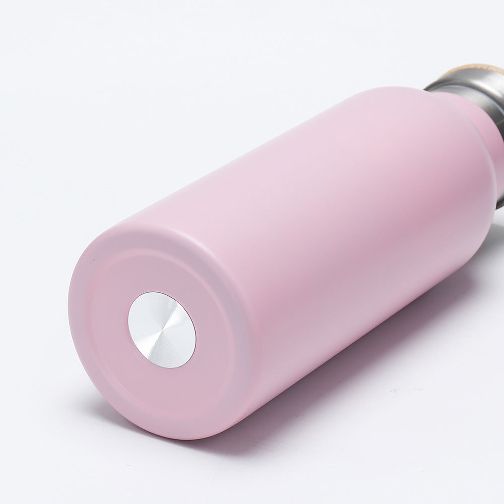 Damen isolierte Edelstahl-Trinkflasche mit Holzdeckel Brehn
