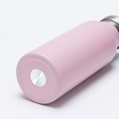 Damen isolierte Edelstahl-Trinkflasche mit Holzdeckel Brehn