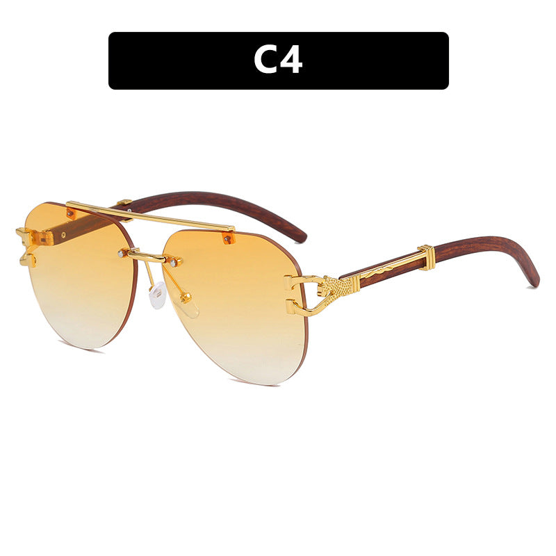 Damen modische Piloten-Sonnenbrille mit luxuriösen Metallakzenten und Holzdetails Brehn