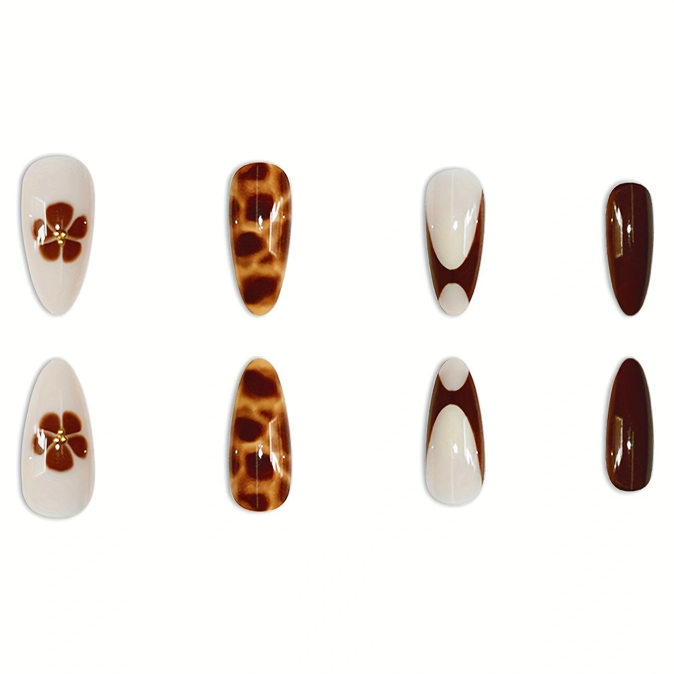 Künstlerisches Stiletto Press-On Nagelset Brehn