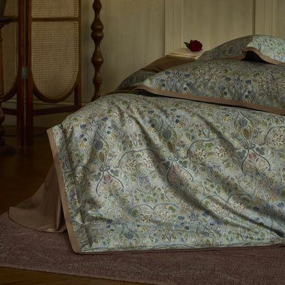 Paisley Jacquard-Satin Bettbezugset mit Paspelrand und passenden Kissenbezügen