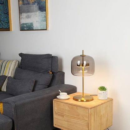 Moderne Glas Tischlampe mit goldenen Akzenten