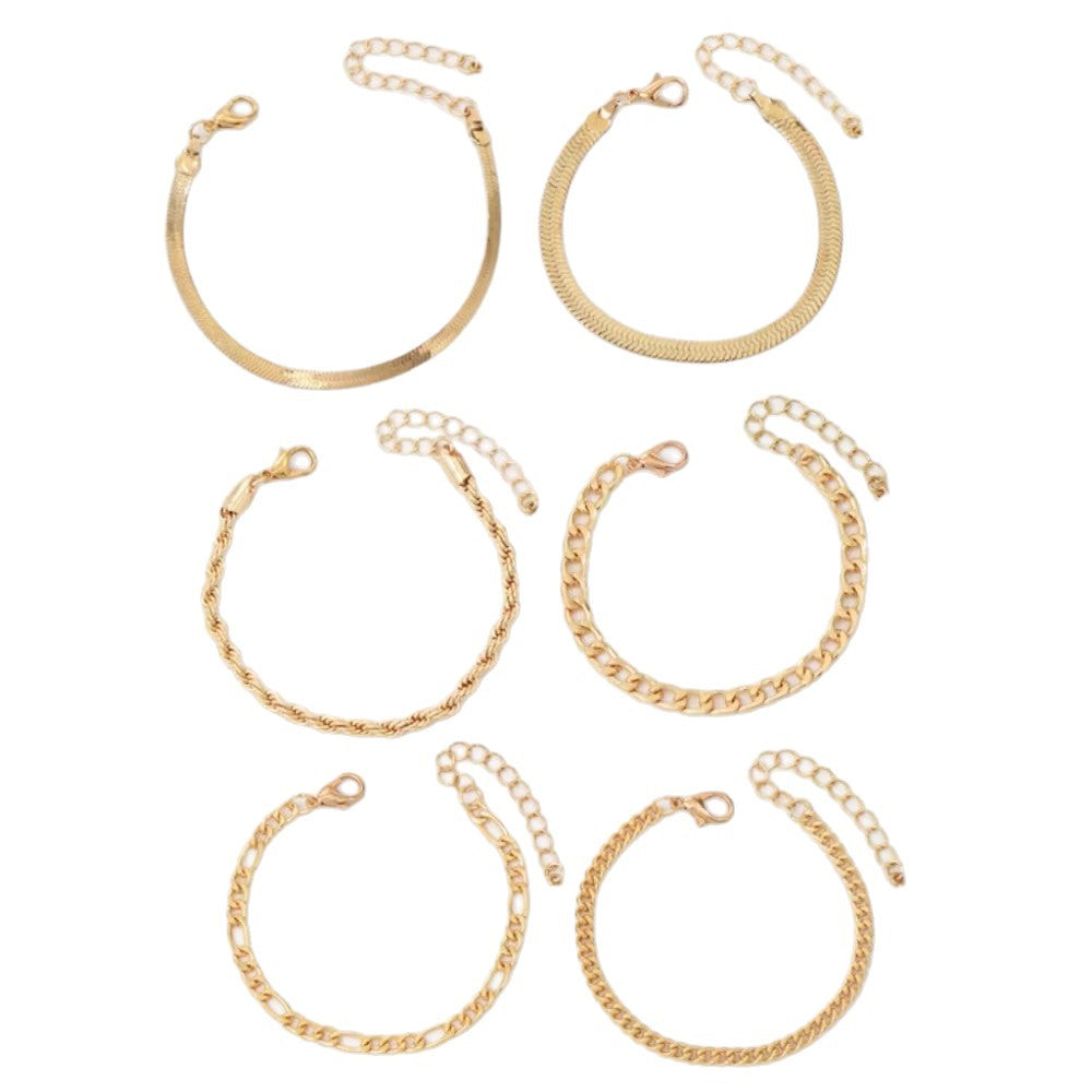 Multi-Style Gold Chain Bracelet Set Brehn